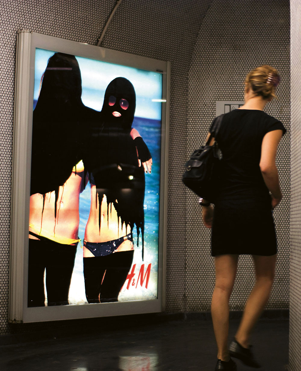 ‘Hijabizing’ intervention in the Paris Metro by Princess Hijab, France, 2006-11. From Visual Impact (Phaidon, 2015)